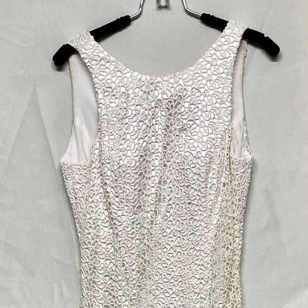 Cassandra Stone - Wedding dress, crochet lace lined, beaded, floor length.